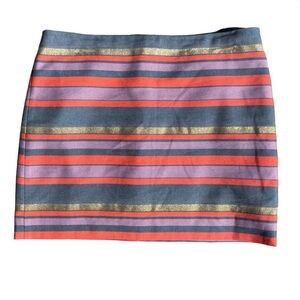 J. Crew Factory NWT Striped Metallic Mini Skirt Size 8